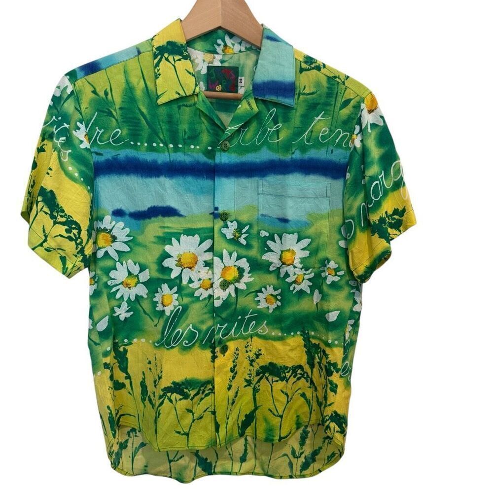 Jams World Short Sleeve Floral Button Down Top Size M